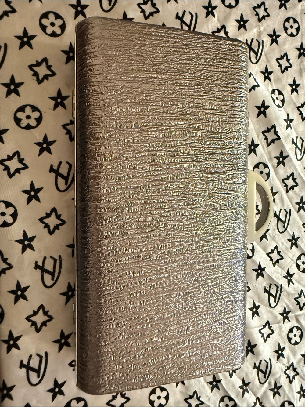 Kate Landry Silver Textured Clutch